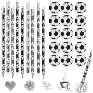 Lot De 15 Crayons De Football,15 Gommes De Football,Gomme,Costume De Football,D&eacute;coration De Football,Cadeau Pour Enfants,Cadeau D'anniversaire D'enfant - Neuf