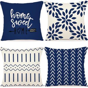 Cauc-Lot De 4 Housse Coussin D&eacute;coratif Canap&eacute; Taie D'oreiller Decoration Canap&eacute; Housses De Coussin En Lin D'ext&eacute;rieur Housse De Coussin D&eacute;coration Pour Chambre, Canap&eacute;, Chaise, Lit,Jardin 30x50cm - Neuf