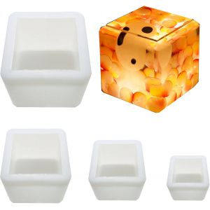 Moule Silicone R&eacute;sine 4 Pcs Moules En Silicone En R&eacute;sine Cube Avec Orgonite Autocollant Pour Artisanat, D&eacute;corations Pour La Maison - Neuf