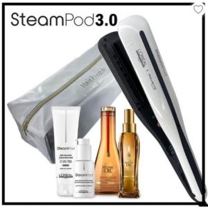 L'oréal Pro Steampod 3.0 Lisseur + Crème Epais 150 Ml + Sérum 50 Ml + Huile Mythic Oil 100ml + Shampoing Mythic Oil 250ml + Trousse - Neuf