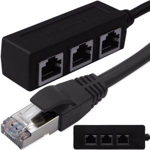 Adaptateur R&eacute;partiteur 1 &Agrave; 3 Rj45, Vitesse De Transfert De Donn&eacute;es Jusqu'&Agrave; 1000 Mbps, Longueur 29 Cm, R&eacute;partiteur Ethernet Gigabit Pour Les Ordinateurs, Les Concentrateurs, Les Routeurs, Noi[Z5301] - Neuf