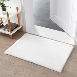 Tianyi-Tapis Moelleux En Fausse Fourrure - Fourrure De Lapin, Fourrure Courte, Tapis À Poils Longs Pour Salon Ou Chambre À Coucher - Blanc - 60x90cm - Neuf
