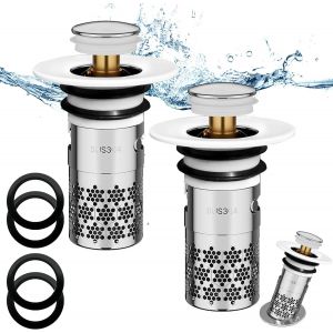 SJZG-2 Pièces Bouchon De Lavabo Inox, Pop Up Bouchon De Vidage Universel, Bouchon De Vidange Amélioré, Flitre De Vidange Anti-Bloqué, Avec Filtre Net, Pour Baignoire, Cuisine, Lavabo (33-40Mm) - Blan - Neuf