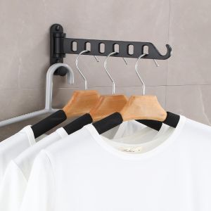 KALANKA-Etendoir Mural Rabattable, Etendoir Linge Mural &agrave; Six Trous, Installation &agrave; Percer, Construction en Alliage D'aluminium, Convient Aux Balcons, Salles de Bains et Buanderies (Noir) - Neuf