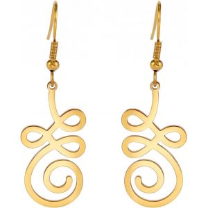 Kal-Boucles D'oreilles Lotus Om Pour Femmes En Acier Inoxydable Symbole Spirituel Om Boucles D'oreilles Pendantes Fleur De Lotus Bijoux De Yoga Cadeau D'inspiration - Neuf