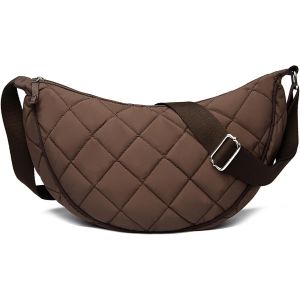 TZF-Sac à Bandoulière en Nylon Matelassé Léger pour Femme et Homme - Grand Modèle Hobo - Sac Banane Unisexe pour Voyage et Quotidien - Neuf