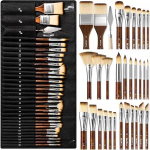 Jexnovashop-Lot De 30 Pinceaux Professionnels Pinceaux Pour Peinture Acrylique, Huile, Aquarelle, Gouache Fournitures Artistiques - Neuf
