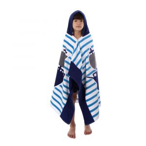 Les enfants Serviette de Bain a Capuche Poncho, Super Absorbant, Sechage Rapide, pour le Bain, la Piscine ou la Plage (127 cm x 76 cm, Corsair) - Neuf