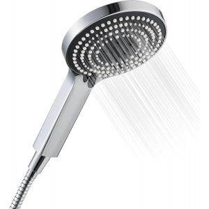 Douchette,Pommeau de Douche avec tuyau de 1.6m,Grande pomme de douche et 6 modes de massage pulv&eacute;risation,Flexible douche et pommeau de douche &agrave; &eacute;conomie d'eau,Shower Head,Tuyau douche,Chrome - Neuf