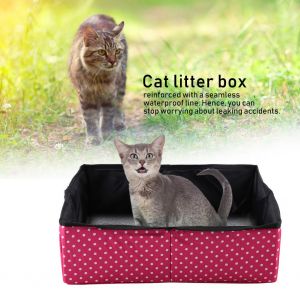 Hjlian Bac A Litiere Pliable Pour Chat, Bac A Litiere Pour Animaux De Compagnie, Etanche, Pliable, Pour L'exterieur, Pour Les Voyages (Rouge) - Neuf