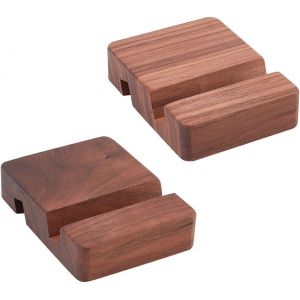 2 Supports De Téléphone Portable En Bois,8x6x2cm Porte Téléphone Portable En Bois Support De Téléphone De Bureau Universel Support Tablette Smartphone Maison Bureau,Brun - Neuf