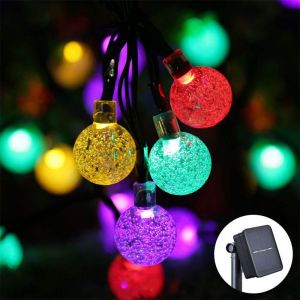 Guirlande Lumineuse Solaire À 50 Led Étanche, 8 Modes D¿Éclairage Pour Intérieur/Extérieur, 7 M Pour Jardin, Terrasse, Sapin Noël, Mariage, Fête ¿(Multicolore) - Neuf
