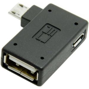 lbgwp60-Adaptateur Hôte Micro Usb 2.0 Otg Coudé À 90 Degrés Vers La Gauche Avec Alimentation Usb Pour Galaxy S3 S4 S5 Note2 Note3 Tablette Téléphone Portable - Neuf