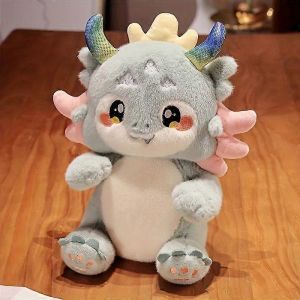 Poupée en peluche de petit dragon de dessin animé, cadeau de dragon du zodiaque, poupée mignonne de l'année du dragon-vert - Neuf