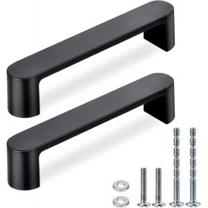 Lbgwp60-Lotde 4 Poignées De Porte De Cuisine De 96 Mm Avec Trou Central Noir, Poignées De Placard En Alliage De Zinc À Double Trou, Poignées De Tiroir Pour Meubles (Vis Fournies) Poignées Et - Neuf