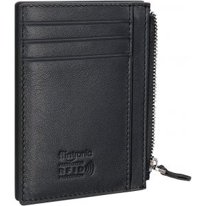 CAUC-Portefeuille en Cuir, Noir Etui RFID Blocage Porte Carte de Cr&eacute;dit, Zip Porte-Monnaie, Coffret Cadeau - Neuf