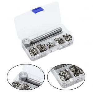 Rivets ronds argentes a double capuchon pour cuir avec 3 outils de montage (10 mm x 120 ensembles) - Neuf