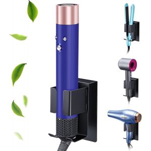 Support Lisseur,Support Seche Cheveux sans Percage,Porte Seche Cheveux et Lisseur Acier Inoxydable,Porte Lisseur Mural,Rangement Seche Cheveux pour Fer à Friser et Fer à Lisser - Neuf