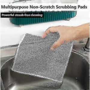 Torchon m&eacute;tallique multifonction anti-rayures, torchons de cuisine pour vaisselle s&egrave;che et humide, torchon m&eacute;tallique anti-rayures - qA - Neuf