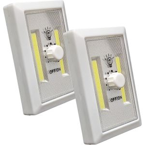 Lot De 2 Veilleuses Led,120 Lumens Max. Éclairage D'appoint Pour Couloir,Chambre,Salon,Cuisine Et Placard-Fonctionne Avec Des Piles Aaa (Non Incluses) (Intensité Variable) - Neuf