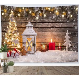 No&euml;l de la tapisserie de l'arbre de No&euml;l d'Hiver de flocon de neige en bois ba - Neuf