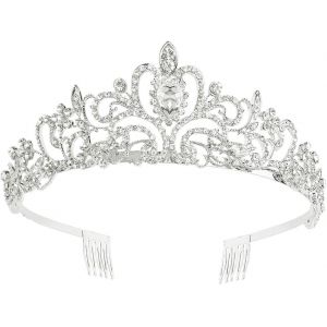 Tzf-Mariage Tiara Princesse Reine Tiare Bandeau Argent Cristal Tiare Couronne Avec Peigne Pour Fille Femmes Mari&eacute;e Bal Princesse F&ecirc;te D'anniversaire - Neuf