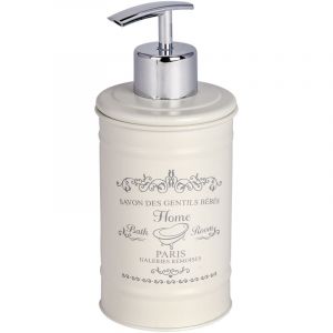 Wenko Distributeur Savon Liquide Home, Capacit&eacute; 350 Ml, Acier, 8,5x16,5x7 Cm, Cr&egrave;me - Neuf