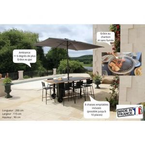 Table Ext&eacute;rieure Mobile 12 Personnes &iquest; Acier & Acacia &iquest; Fabrication Fran&ccedil;aise - Neuf