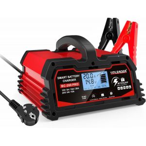 MEVRONISSHOP-Chargeur de Batterie de Voiture Intelligent 20A 12V/24V 10A, Chargeur de Voiture LCD, mainteneur de Batterie pour AGM, Moto, Tondeuse &agrave; Gazon - Neuf