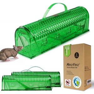 Piege a Souris Vert,25 × 7.5 × 8 cm Piège à Rat ,Ajustable,No Kill Cage Rongeur pour Attraper Les Souris Les Rats et Autres Rongeurs de Taille Similaire - Neuf