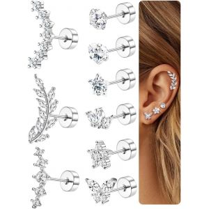 Kal-Pcs Boucles D'oreilles Femme Acier Inoxydable Piercing Tragus Helix Hypoallergène Piercing Oreille Or Argent Boucles D'oreilles Oreille Piercings Conch Tragus Helix Piercings - Neuf