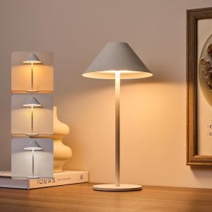 Noir Lampe De Table Led Sans Fil Rechargeable Usb, Tactile Dimmable Lampes, Interieur A Poser Batterie 4000mah, Pour Chevet Exterieur Restaurant Terrasse, M&eacute;tal, 3000k-6000k, 3w, Ip54 - Neuf