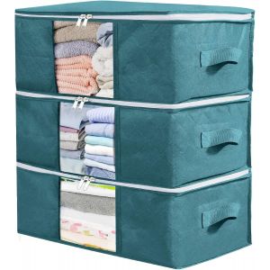 Sac De Rangement Bleu Pour V&ecirc;tements, Bo&icirc;te De Rangement Sous Le Lit, Finition Tissu, Pour Ranger Couettes, V&ecirc;tements, Literie, Imperm&eacute;able, 48 X 35 X 20 Cm - Neuf