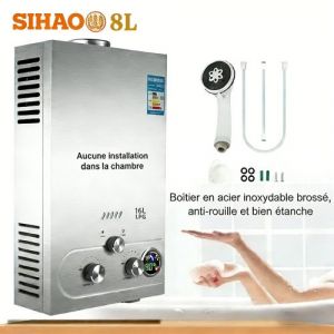 Chauffe-eau-8L,16KW-Chauffe-eau instantan&eacute;-Chauffe-eau mural sans r&eacute;servoir - portable - acier inox 304 - gris - garantie 1 an-by SIHAO - Neuf