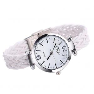 Duoya Femmes Tricot&eacute; Sangle Style Ethnique Bracelet Montre-Bracelet Cha&icirc;ne Robe Montre &Agrave; Quartz (Blanc) - Neuf