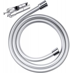 JGD-Support de pommeau de douche universel avec tuyau de douche de 1,6 m - R&eacute;glable - Avec 2 crochets pour barre de douche de 19 &agrave; 28 mm - Rotation &agrave; 360&deg; - Chrom&eacute; - Neuf