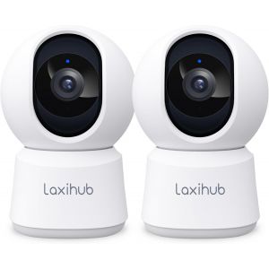 3K/5Mp Indoor Wifi Surveillance Camera, 2.4Ghz/5Ghz Wifi Cameras With Night Vision, 355° Ptz Home Camera, Automatic Tracking, Two-Way Audio, Compatible With Alexa, 2Pcs - Neuf