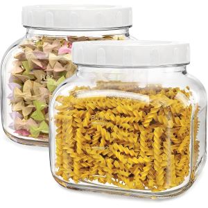 Tianyi-Lot De 2 Bocaux De Conservation Avec Couvercle À Visser - 2,4 L - Avec Couvercle - Large Bouche - Pour Biscuits, Concombres, Kimchi, Miel, ?ufs Marinés - Neuf