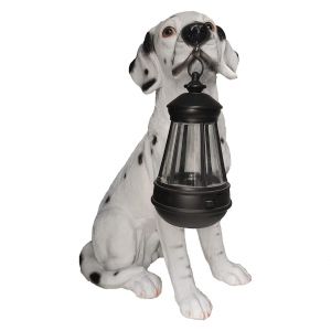 Statue Solaire De Chien Avec Lanterne - Lampe Solaire D'ext&eacute;rieur Pour Jardin, Terrasse, Pelouse Et All&eacute;e - Lumi&egrave;re Blanche Chaude - Neuf