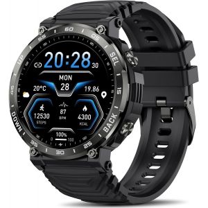 KALANKA-Montre Connect&eacute;e Homme &Eacute;tanche, Montre Sport 110+ Modes de Sport, Podometre, 24/7 Cardiofrequencemetre/SpO2/Sommeil, Mot de Passe, Appel Bluetooth, 1.52"" AMOLED Smartwatch pour Android iOS - Neuf