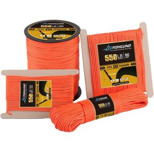 Eryi-Paracorde 250 Kg - Corde De Parachute De Type Iii À 7 Brins - 30,5 M - 4 Mm - Corde De Parachute En Nylon Haute Résistance Pour Camping, Survie, Tactique Et Randonnée - Orange Fluo - Neuf
