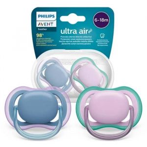 Sucette B&eacute;b&eacute; - Philips Avent - Scf085/34 - Ultra Air Silicone M&eacute;dical 6-18 Mois - Anti Irritation - Neuf