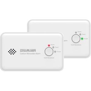Detecteur monoxyde Carbone, Pile de 10 Ans D&eacute;tecteur monoxyde de Carbone, d&eacute;tecteur de CO avec Bouton Test/Silence, Moniteur de CO, certifi&eacute; EN50291 (2 pi&egrave;ces) - Neuf