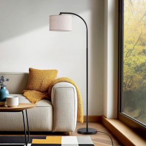 Subzonal-Lampadaire Sur Pied Salon, Lampe &Agrave; Arc Avec Abat-Jour En Lin Beige, Douille E27, Ampoule Fournie, Lampadaire 161 Cm Noir Avec Abat-Jour R&eacute;glable Pour Chambre, Chambre D'enfant, Noir - Neuf