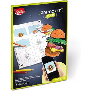 KALANKA-Creativ - Animaker Flash Pop - Création d'Animations - Set Complet avec Cahier à Colorier + Crayons et Fournitures - Notice et Accès Appli Animaker - Dès 6 Ans - Neuf