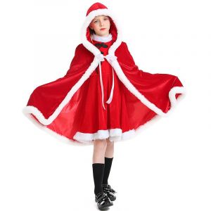 Cape De Noël Halloween 150 Cm/59" Cape Mme Claus Père Noël Cape À Capuche En Velours Robe - Neuf