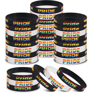 Kal-30 Pi&egrave;ces Bracelets Pride Pour Marche Des Fiert&eacute;s, Bracelets Silicone Pour Fiert&eacute; Gay Et Lesbienne, Bracelets Arc-En-Ciel Multicolore Unisexe, Accessoires Parade Pride Lgbt + - Neuf