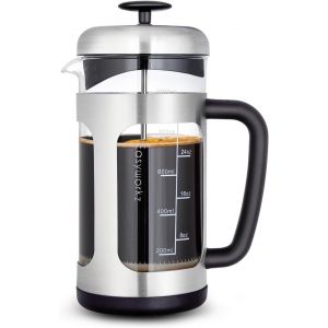 CMWS-Presse &agrave; Fran&ccedil;ais en acier inoxydable avec verre borosilicate r&eacute;sistant &agrave; la chaleur, 1000ml (8 tasses) - Neuf