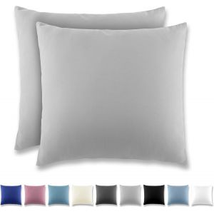 Tianyi-Taie Oreiller 40x40 Gris Clair - Lot De 2 Taies D'oreillers 40 X 40 Carr&eacute; En Microfibre Bross&eacute;e, Housse Oreiller Coussin Oreiller Avec Fermeture &Eacute;clair - Neuf