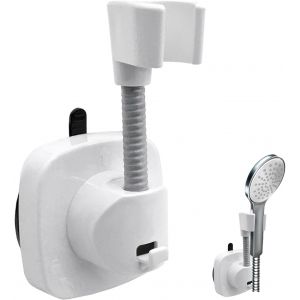 Support de pommeau de douche &agrave; ventouse, rotatif &agrave; 360&deg;, r&eacute;glable, pommeau de douche amovible, sans per&ccedil;age, pour h&ocirc;tel, salle de bain, blanc - Neuf